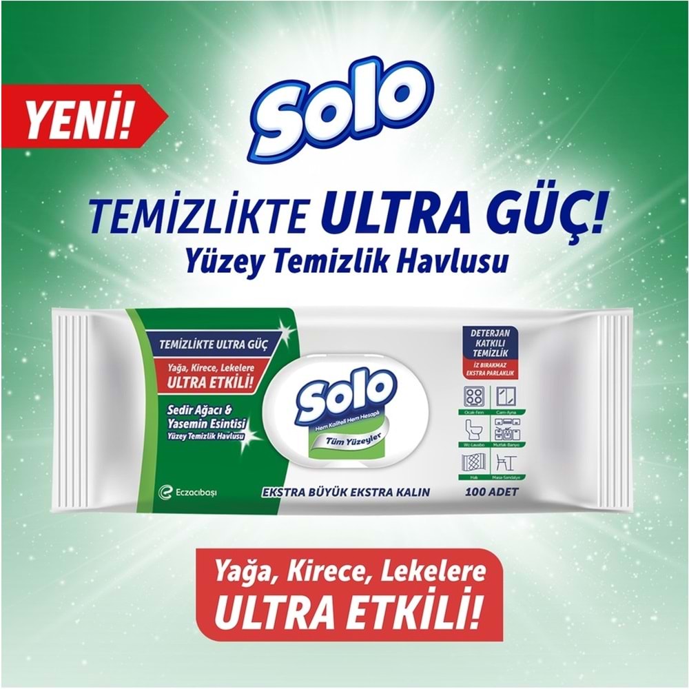Solo Yüzey Temizlik Havlusu - Mendili 100 Yaprak Okaliptus & Çam Esintisi (2 Li Set) 200 Yaprak