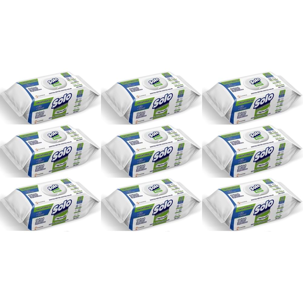Solo Yüzey Temizlik Havlusu - Mendili 100 Yaprak Okaliptus & Çam Esintisi (9 Lu Set) 900 Yaprak