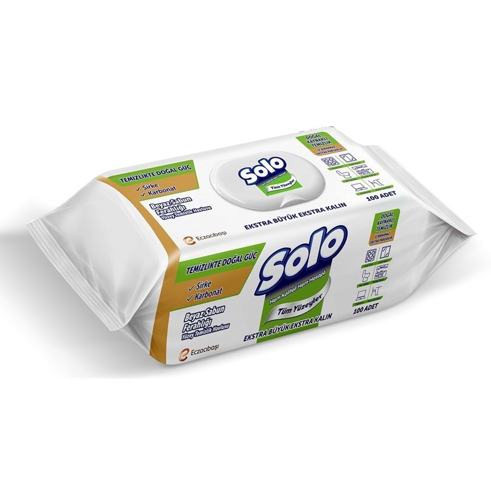 Solo Yüzey Temizlik Havlusu - Mendili 100 Yaprak Beyaz Sabun Ferahlığı (3 Lü Set) 300 Yaprak