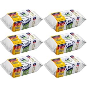 Solo Yüzey Temizlik Havlusu - Mendili 100 Yaprak Limon & Portakal Tazeliği (6 Lı Set) 600 Yaprak
