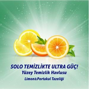 Solo Yüzey Temizlik Havlusu - Mendili 100 Yaprak Limon & Portakal Tazeliği (9 Lu Set) 900 Yaprak