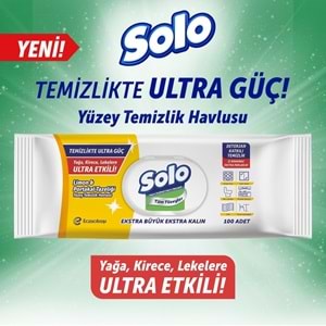 Solo Yüzey Temizlik Havlusu - Mendili 100 Yaprak Limon & Portakal Tazeliği (12 Li Set) 1200 Yaprak