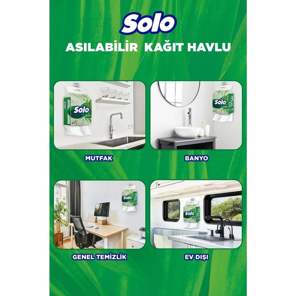 Solo Asılabilir Kağıt Havlu (Hijyenik ve Pratik Kullanım İçin Uygun) (12 Li Set)
