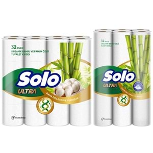 Solo Avantaj Set Ultra Kağıt Havlu 12 Li Rulo + 32 Rulo Tuvalet Kağıdı Organik Bambu ve Pamuk Özlü