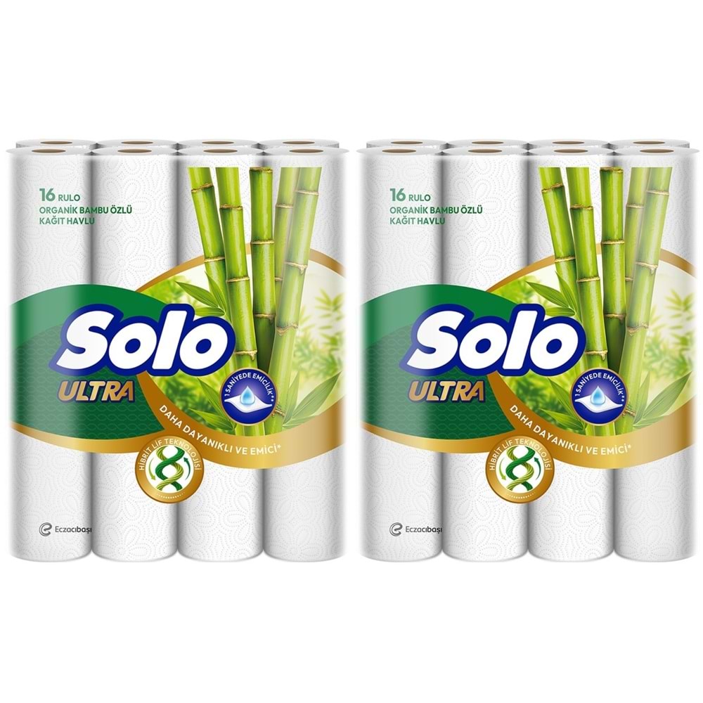 Solo Ultra Kağıt Havlu 32 Li Paket Rulo Organik Bambu ve Pamuk Özlü (Dev Ekonomik Pk) (2PK*16)