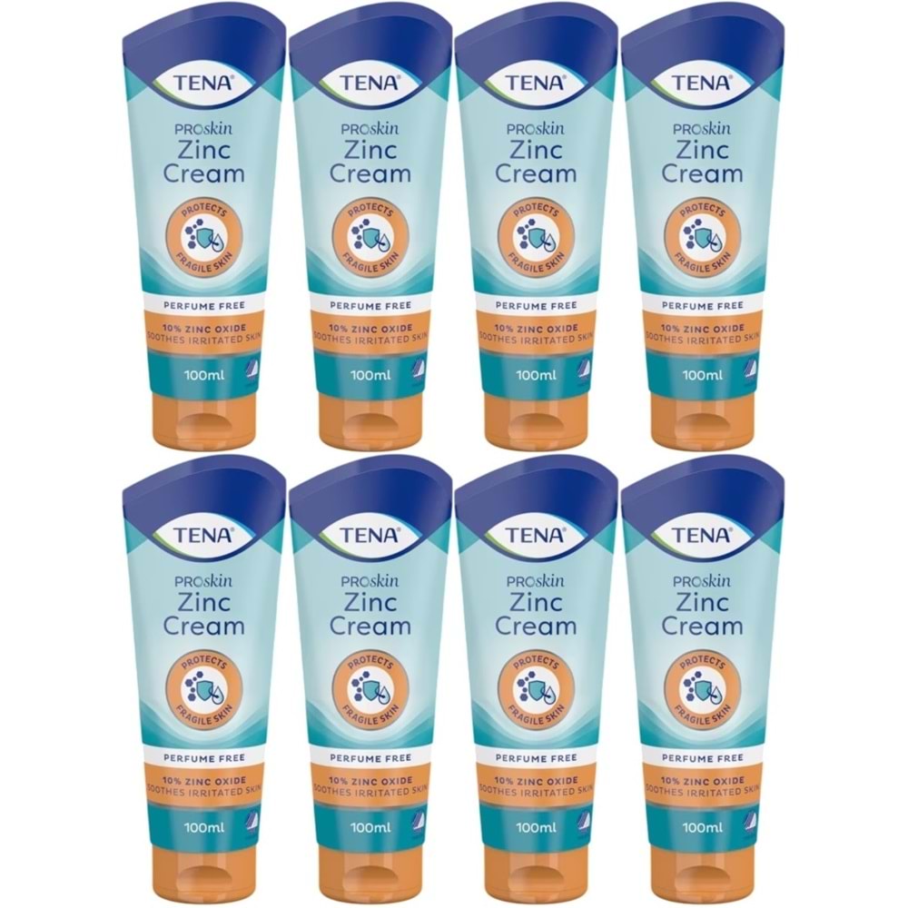 Tena Proskin Çinko Krem 100 ML (Yatan hastalar için Koruyucu - Onarıcı) (8 Li Set)
