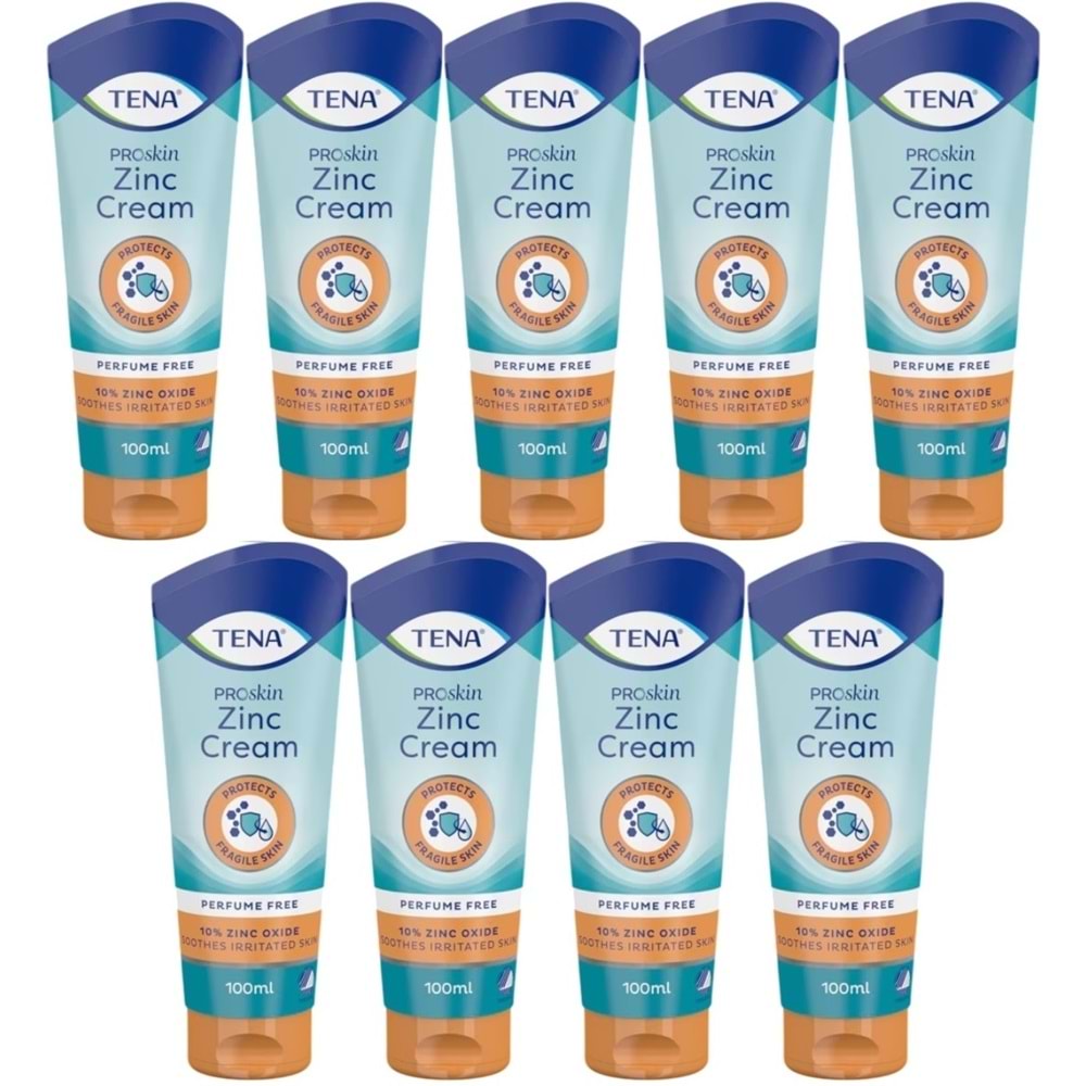 Tena Proskin Çinko Krem 100 ML (Yatan hastalar için Koruyucu - Onarıcı) (9 Lu Set)