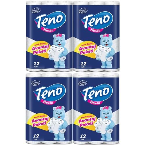 Teno Ultra Kağıt Havlu Çift Katlı 48 Li Paket (4PK*12) (Avantaj Pk Serisi)