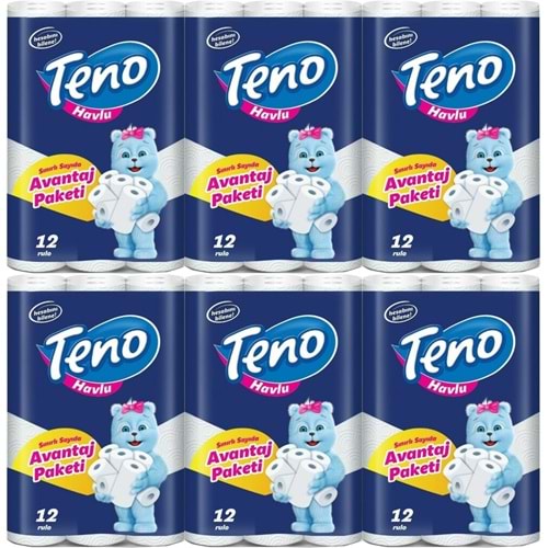 Teno Ultra Kağıt Havlu Çift Katlı 72 Li Paket (6PK*12) (Avantaj Pk Serisi)