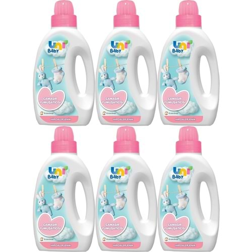 Uni Baby Çamaşır Yumuşatıcı 1500Ml Hassas Ciltler İçin/Hipoalerjenik (Pembe) (6 Lı Set)