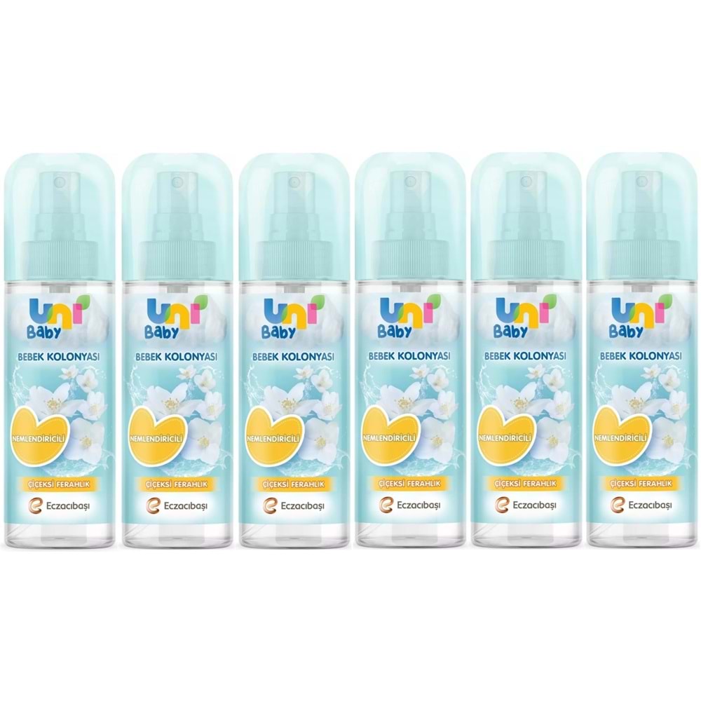 Uni Baby Bebek Kolonyası 150ML Nemlendiricili/Çiçeksi Ferahlık (6 Lı Set)