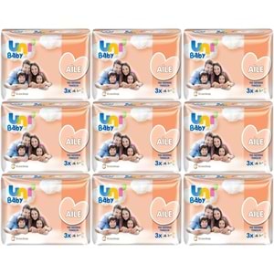 Uni Baby Islak Havlu Mendil Aile 52 Yaprak (27 Li Set) 1404 Yaprak (9PK*3)