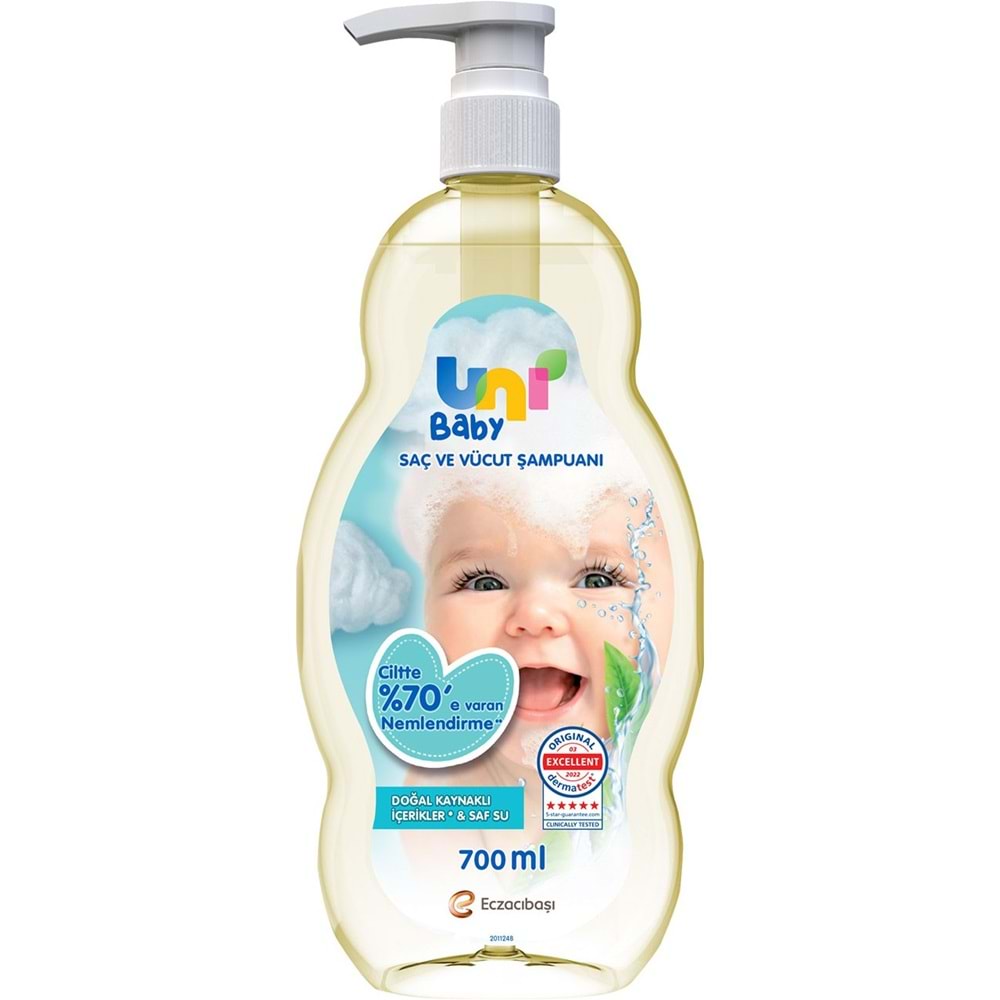 Uni Baby Bebek Saç ve Vücut Şampuanı 700ML Klasik (Pompalı) (12 Li Set)