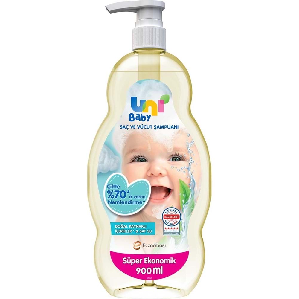 Uni Baby Bebek Saç ve Vücut Şampuanı 900ML Klasik (Pompalı) (6 Lı Set)