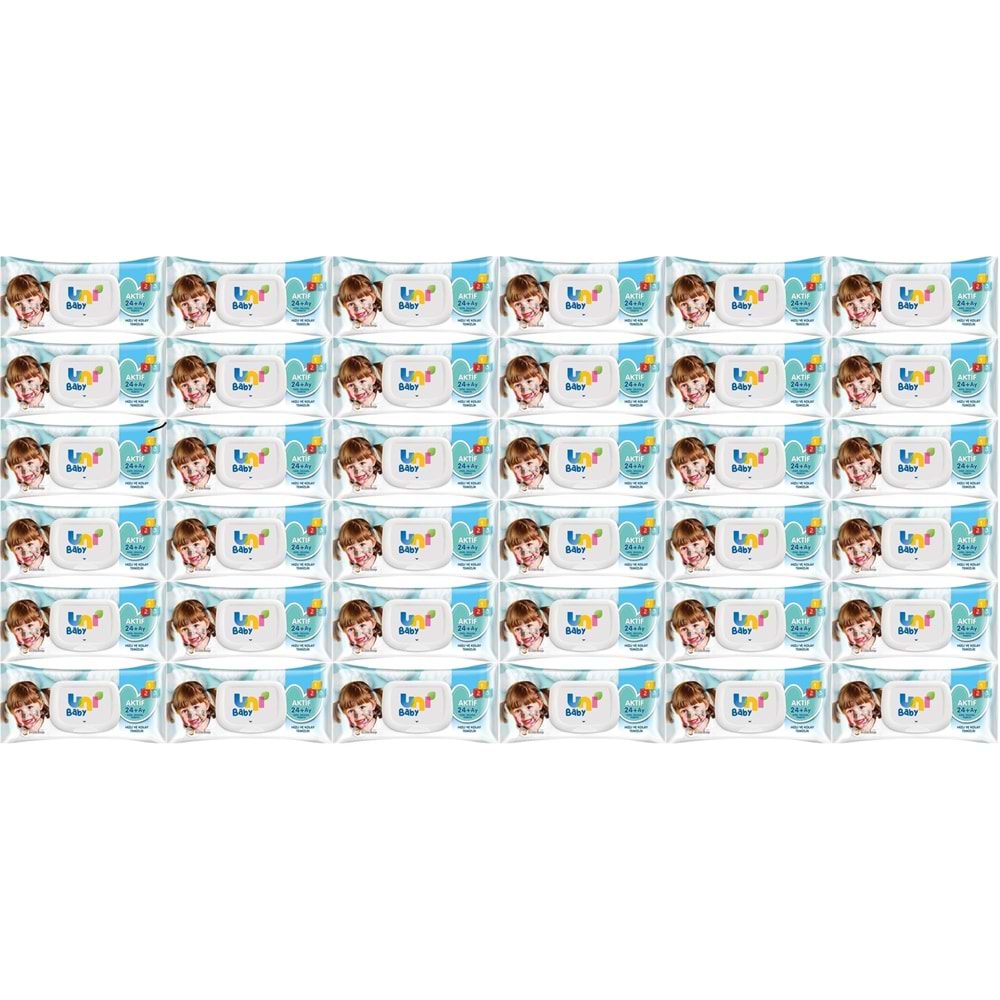 Uni Baby Islak Havlu Mendil 72 Yaprak Aktif (36 Lı Set) 2592 Yaprak Plastik Kapaklı