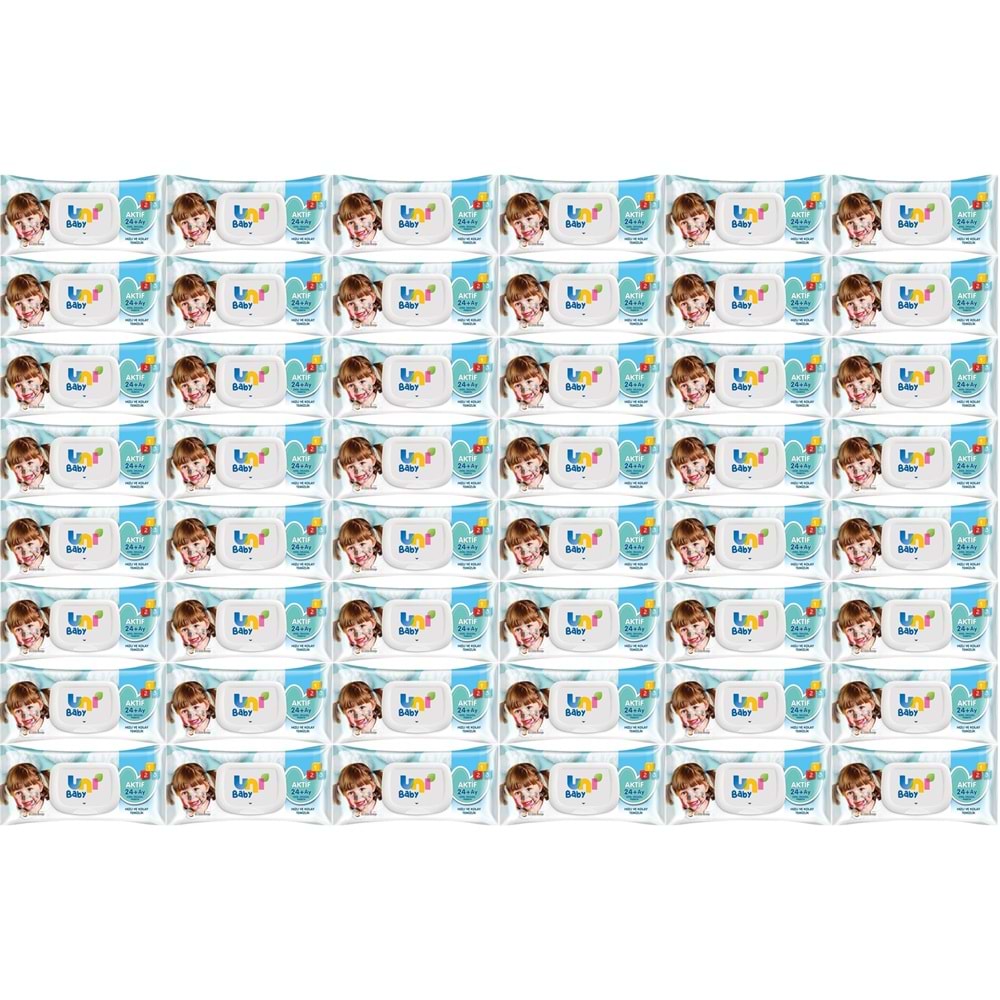 Uni Baby Islak Havlu Mendil 72 Yaprak Aktif (48 Li Set) 3456 Yaprak Plastik Kapaklı
