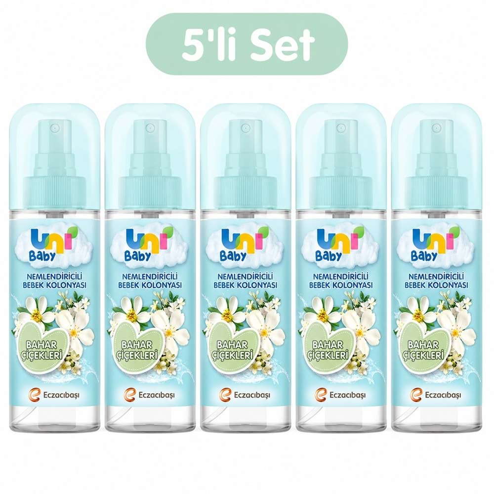 Uni Baby Bebek Kolonyası 150ML Nemlendiricili - Bahar Çiçekleri (5 Li Set)