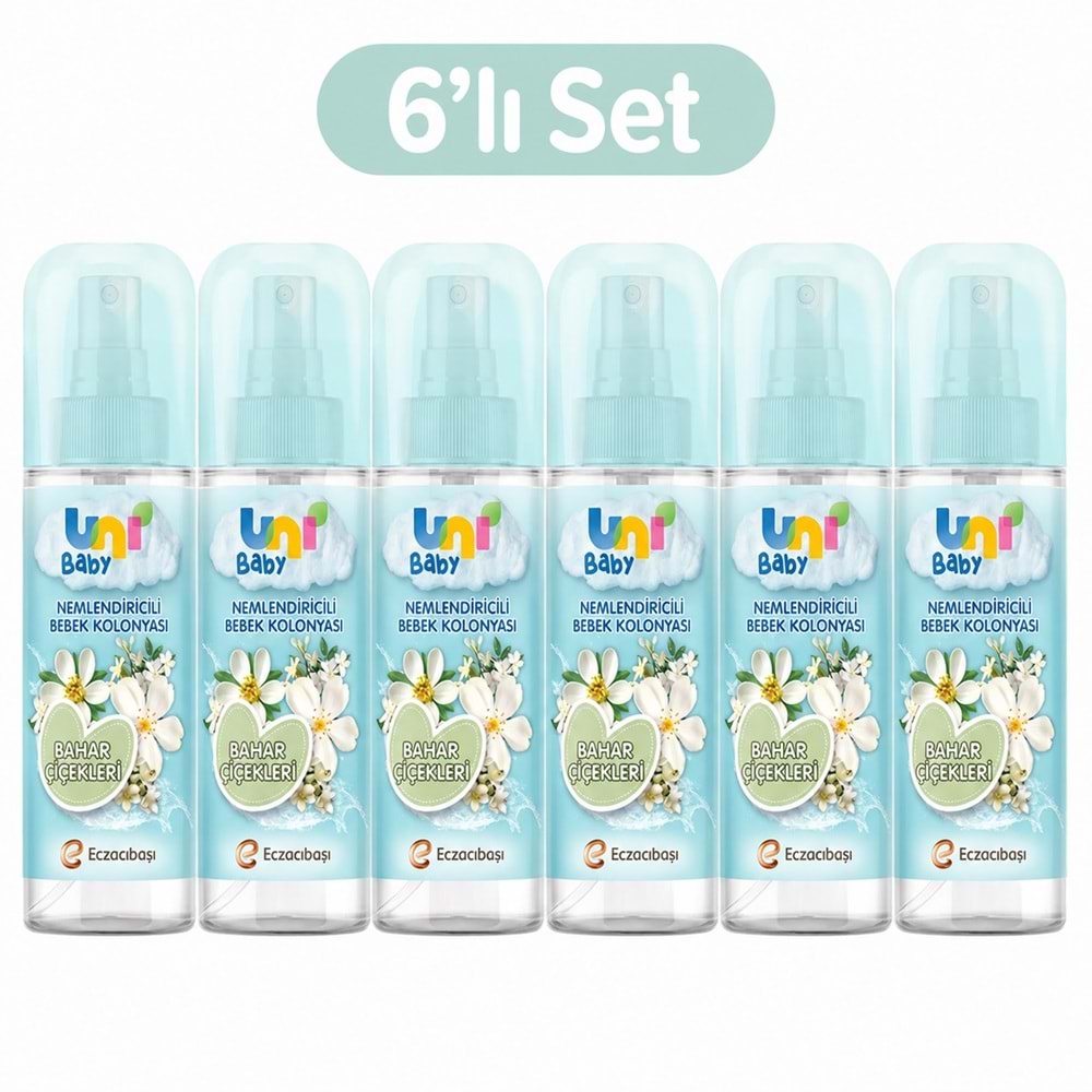 Uni Baby Bebek Kolonyası 150ML Nemlendiricili - Bahar Çiçekleri (6 Lı Set)
