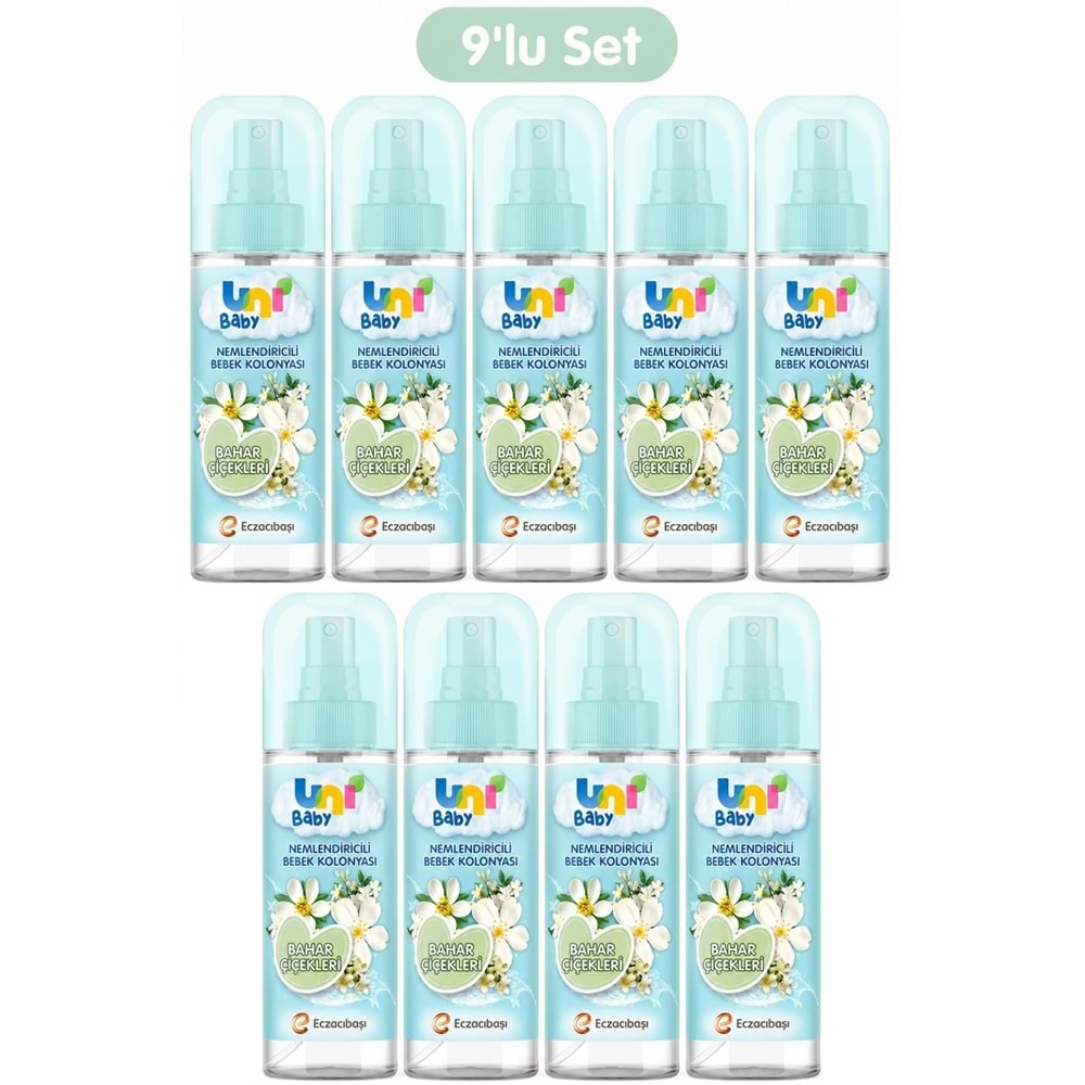 Uni Baby Bebek Kolonyası 150ML Nemlendiricili - Bahar Çiçekleri (9 Lu Set)