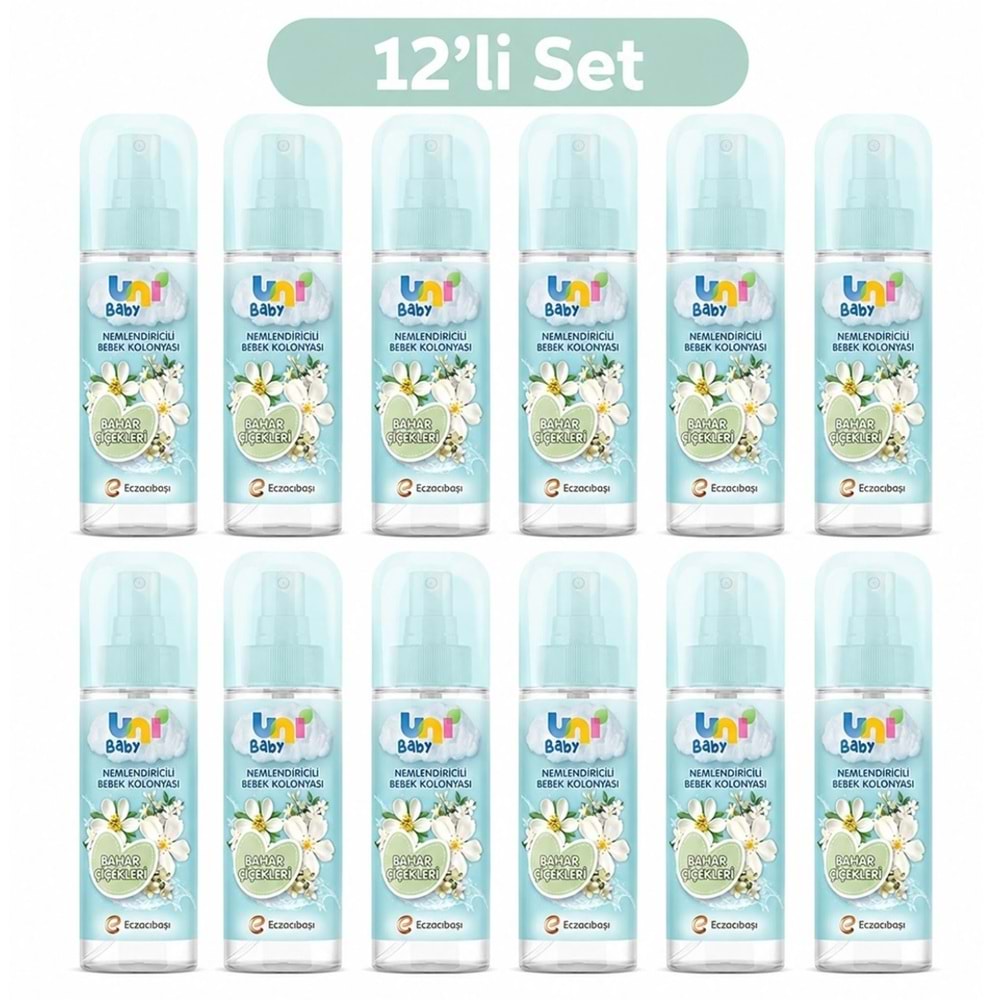 Uni Baby Bebek Kolonyası 150ML Nemlendiricili - Bahar Çiçekleri (12 Li Set)