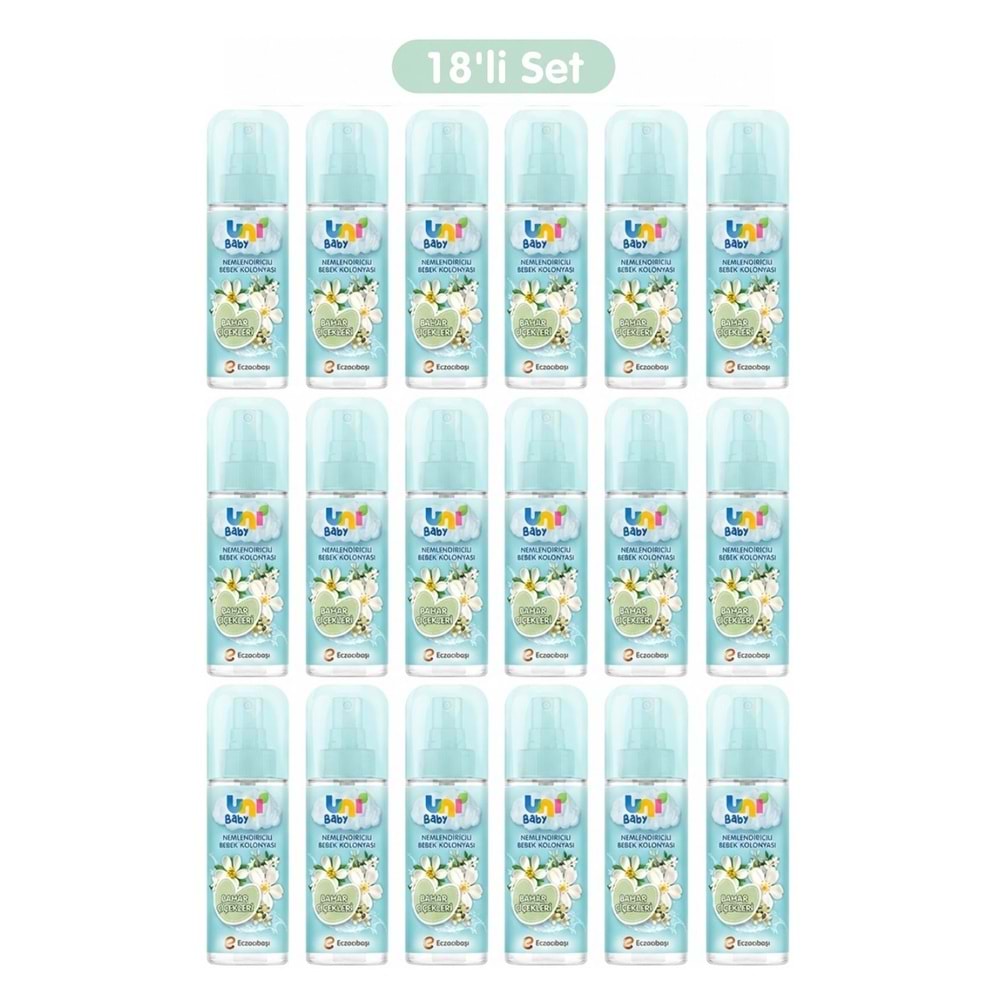 Uni Baby Bebek Kolonyası 150ML Nemlendiricili - Bahar Çiçekleri (18 Li Set)