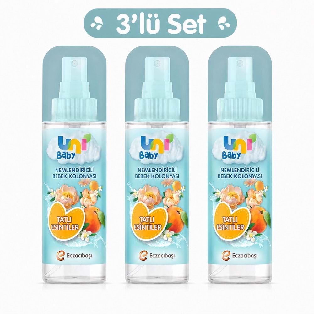 Uni Baby Bebek Kolonyası 150ML Nemlendiricili - Tatlı Esintiler (3 Lü Set)