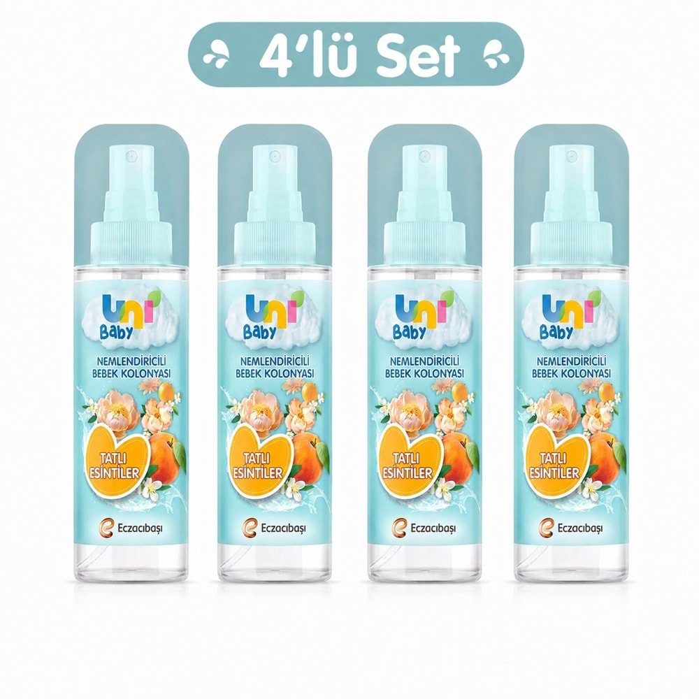 Uni Baby Bebek Kolonyası 150ML Nemlendiricili - Tatlı Esintiler (4 Lü Set)