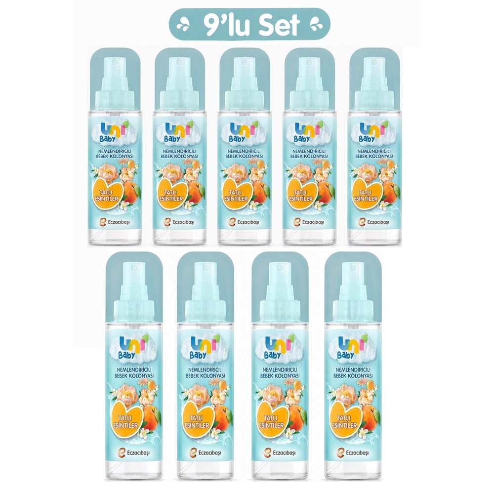 Uni Baby Bebek Kolonyası 150ML Nemlendiricili - Tatlı Esintiler (9 Lu Set)