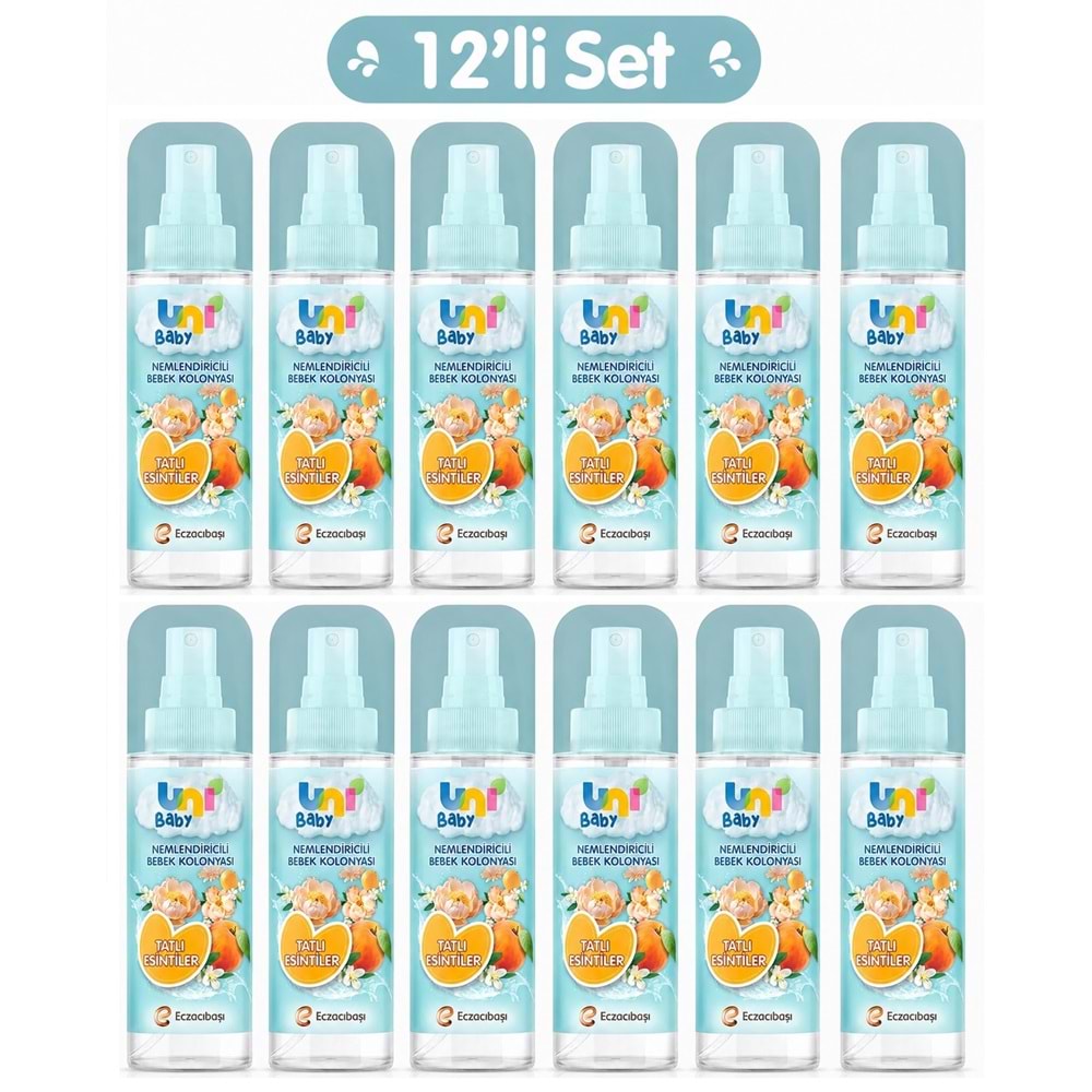 Uni Baby Bebek Kolonyası 150ML Nemlendiricili - Tatlı Esintiler (12 Li Set)