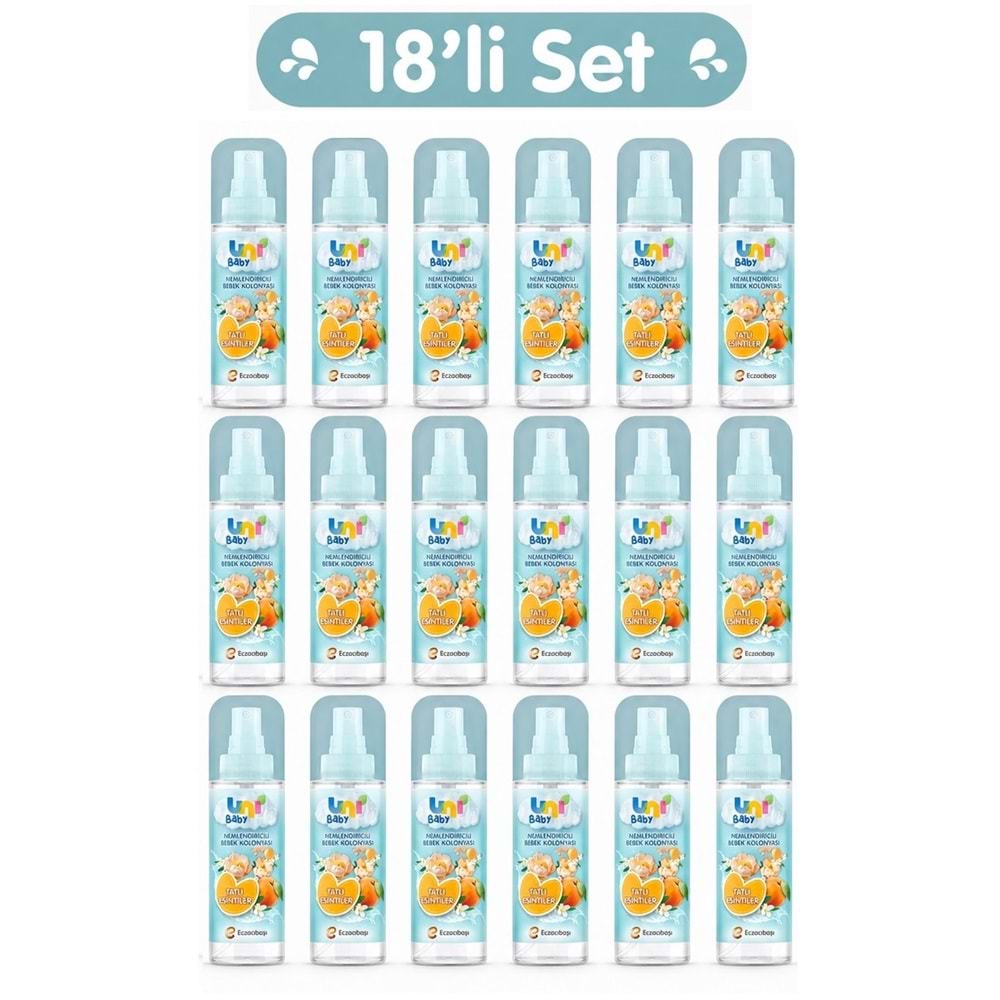 Uni Baby Bebek Kolonyası 150ML Nemlendiricili - Tatlı Esintiler (18 Li Set)
