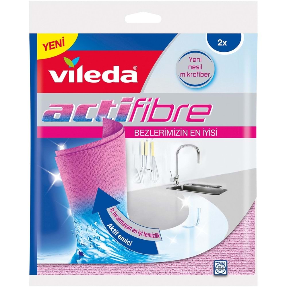 Vileda Turbo Pedallı Temizlik Seti (Komple Set)+Vileda Actifibre Mikrofiber Bez (Paket İçi 2 Li Pk)