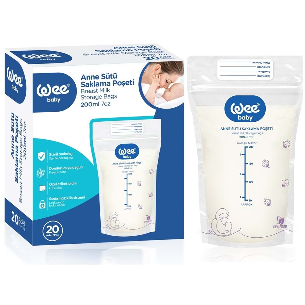 Wee Baby Anne Sütü - Süt Saklama Poşeti 40 Lı Set (Dondurucuya Uygun) (2PK*20)