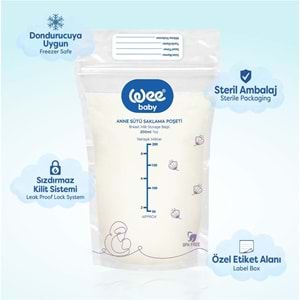 Wee Baby Anne Sütü - Süt Saklama Poşeti 40 Lı Set (Dondurucuya Uygun) (2PK*20)