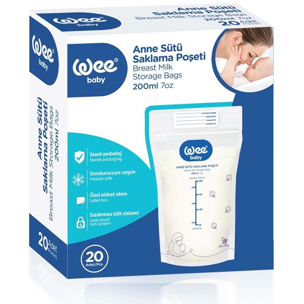 Wee Baby Anne Sütü - Süt Saklama Poşeti 80 Li Set (Dondurucuya Uygun) (4PK*20)