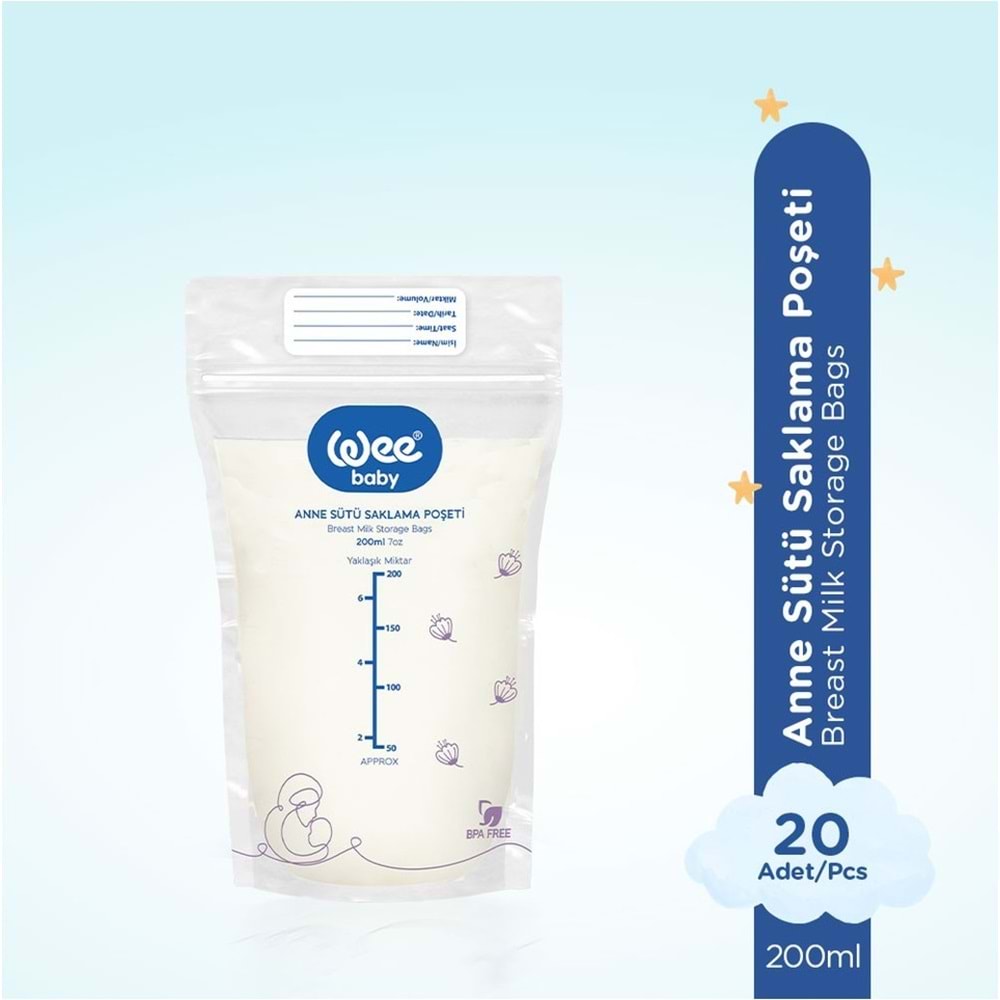 Wee Baby Anne Sütü - Süt Saklama Poşeti 80 Li Set (Dondurucuya Uygun) (4PK*20)