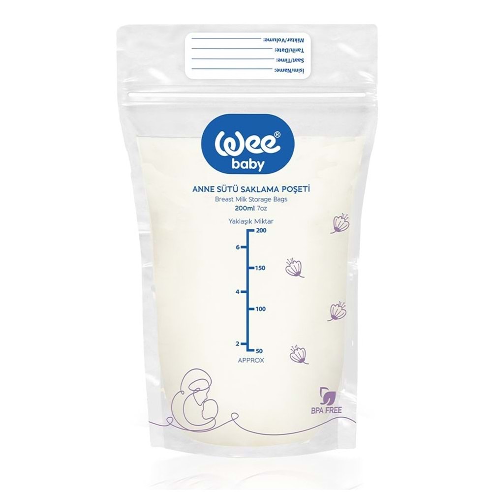 Wee Baby Anne Sütü - Süt Saklama Poşeti 160 Lı Set (Dondurucuya Uygun) (8PK*20)