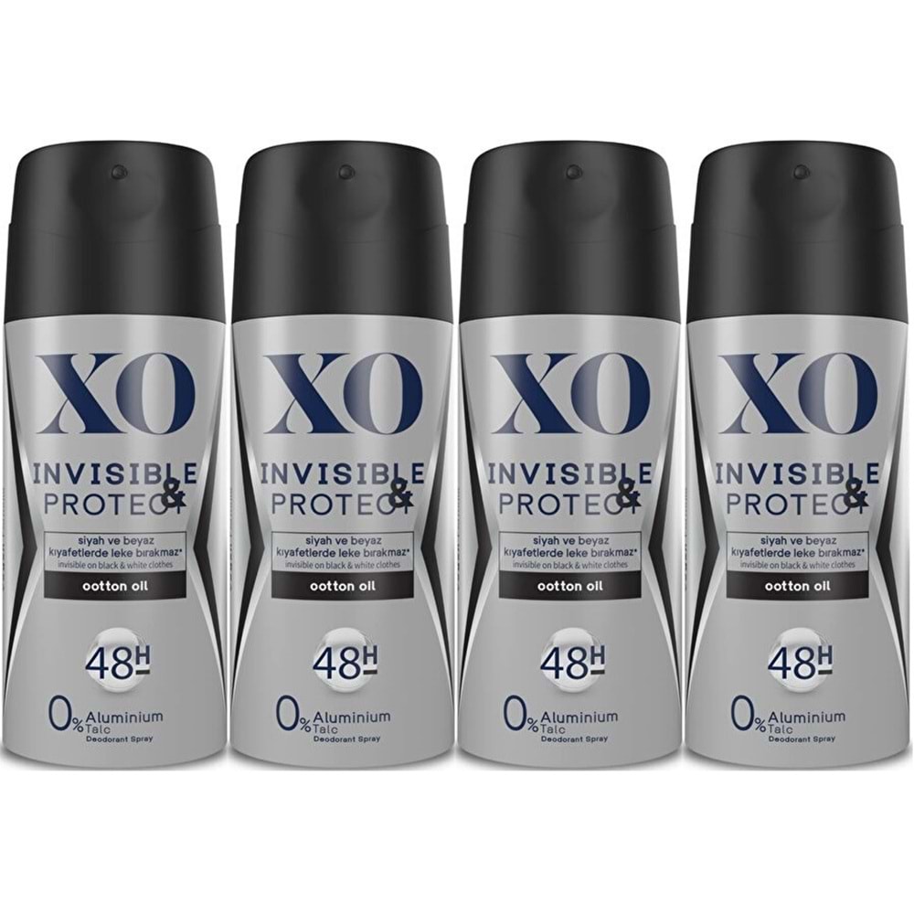 XO Deodorant 150ML Men-Erkek Invisible & Protect (4 Lü Set)