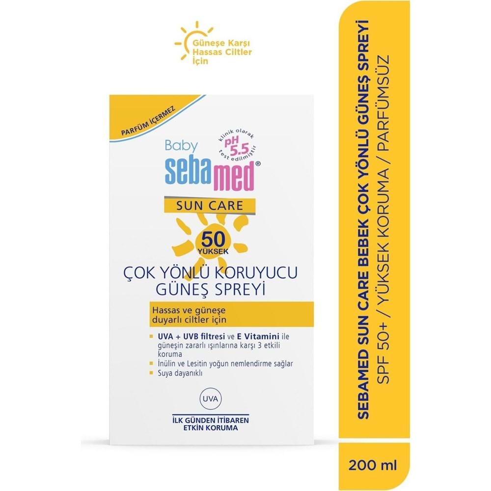 Sebamed Sun Care Bebek Güneş Losyonu Kremi Sprey 50+ 200ML PARFÜMSÜZ (Hassas Ciltler) (3 Lü Set)