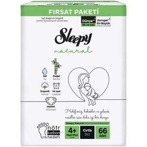 Sleepy Bebek Bezi Naturel Beden:4+ (9-16KG) Maxi Plus 396 Adet Ekstra Fırsat Pk