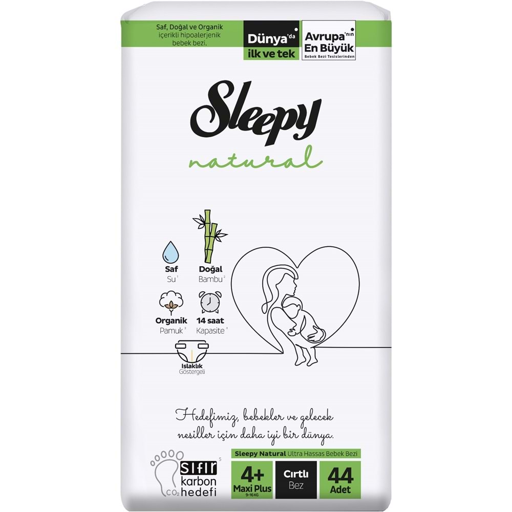 Sleepy Bebek Bezi Natural 4+ Beden (9-16 KG) Maxi Plus 264 Adet Ekstra Fırsat Pk