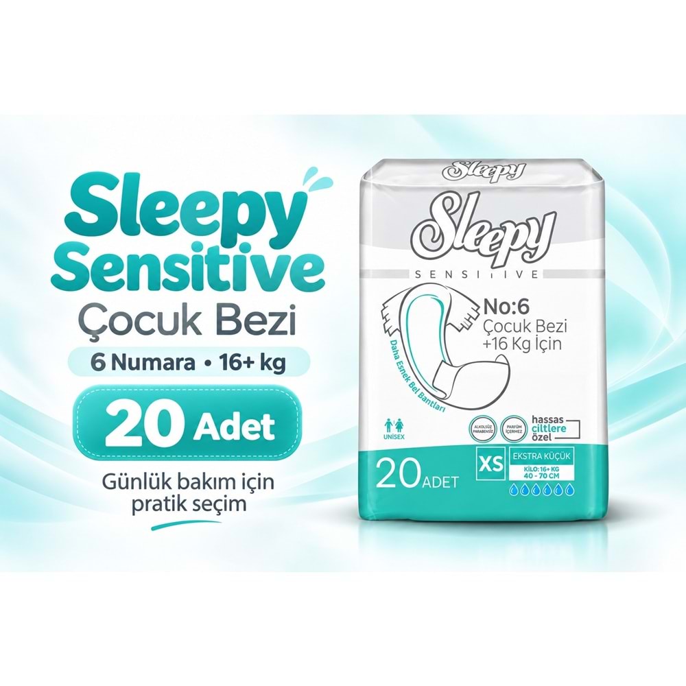 Sleepy Çocuk Bezi Bel Bantlı XS - Extra Küçük - Ekstra Küçük 120 Adet (16+ KG Bel Ölçüsü 40-70 CM)
